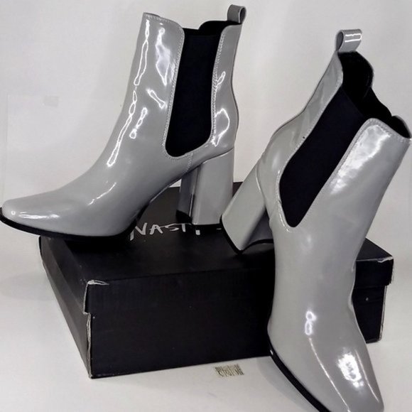 NASTY GAL | Gray Square Toe Heeled Chelsea Boots - Picture 7 of 8